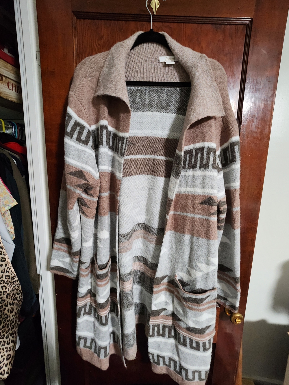 Natural Reflections Brooklyn Coatigan Aztec Print Southwest Cardigan Size 2X NWO